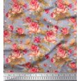 thumbnail image 1 of Soimoi polyester Crepe Fabric Check,Leaves & Rose Floral Fabric Prints By Yard 42 Inch Wide, 1 of 3