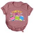 thumbnail image 2 of Daisyyozoid Chandail en Molleton Drôle de Pâques pour Femmes Décontracté Ample Col Rond Manches Courtes Imprimé Lettre Blouse T-shirt, 2 of 4