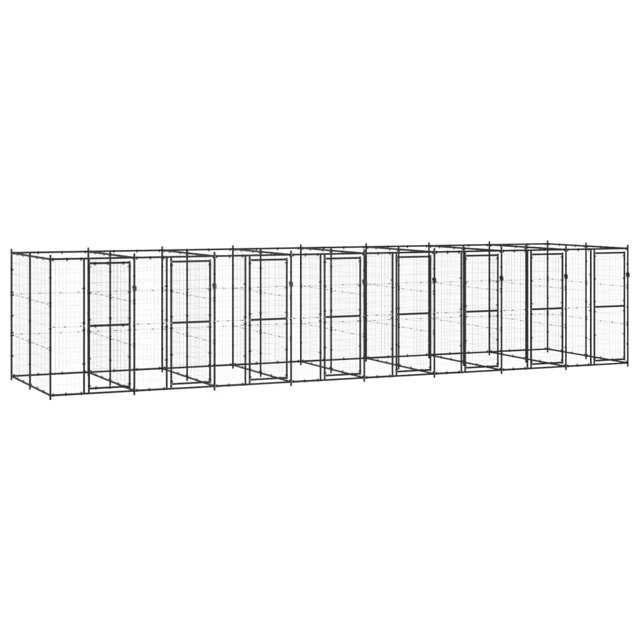 vidaXL Outdoor Dog Kennel Steel 19.36 m²