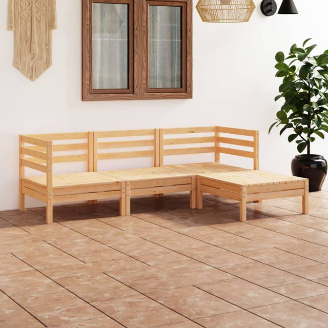 vidaXL 4 Piece Garden Lounge Set Solid Pinewood
