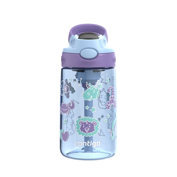 Bouteille d’eau pour enfants Contigo Aubrey avec paille, antifuite et antidéversement, zodiac améthyste pervenche