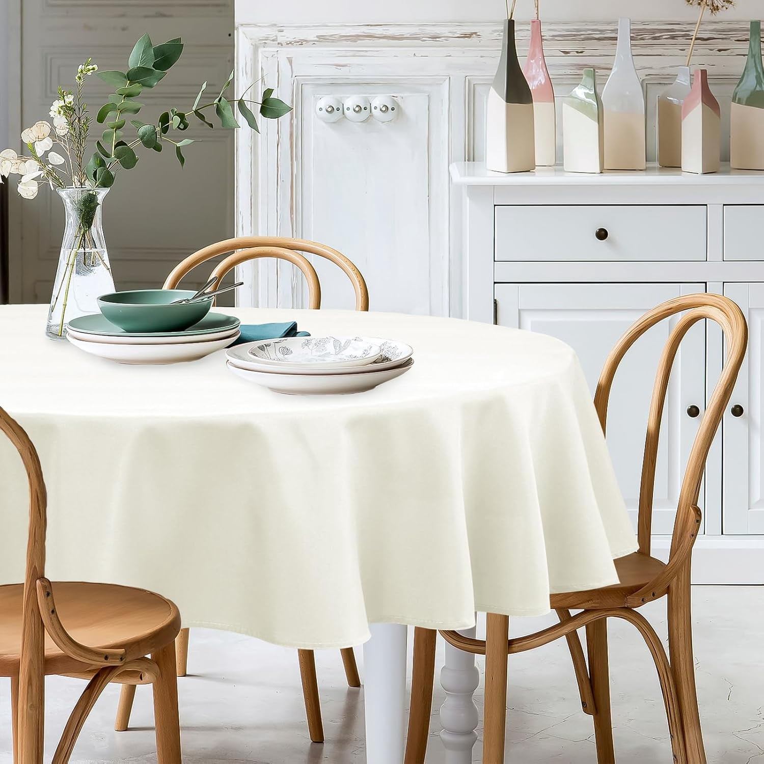 Key Table Writing WWS-Round Table Cloth - 90 Inch Waterproof Stain Resistant Polyester ...