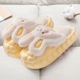 thumbnail image 4 of Womens Furry Slippers Plush Lining Cute Rabbit Removable Memory Foam Thick Bottom Soft Sole Comfortable Non-Slip Warm Winter Home Slippers Yellow, 4 of 7
