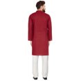 thumbnail image 2 of SKAVIJ Ensemble Kurta Pyjama Homme Coton Manches Longues Soirée Yoga Robe Red M, 2 of 6