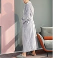 thumbnail image 2 of Penkiiy Fleece Robe Bathrobe And Winter Thickening And Lengthening Flannel Warmth Beibei Velvet Couple Pajamas Bathrobe XL Silver Gray, 2 of 8