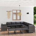 thumbnail image 1 of vidaXL 12 Piece Garden Lounge Set with Cushions Poly Rattan Grey, 1 of 5