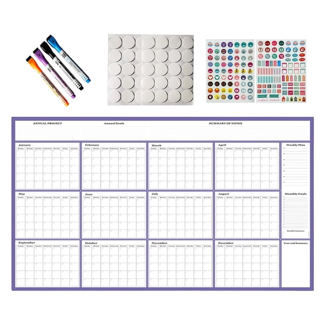 Grand Calendrier Mural Réutilisable Non Daté pour l'Organisation et la Planification à Domicile et à l'École sur Papier