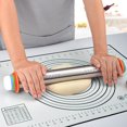 thumbnail image 4 of WIFKLSIIPG Adjustable Thickness Rolling Pin 2025 Upgraded Rolling Pin and Silicone Baking Mat Set Stainless Steel Rolling Pins with Adjustable Thickness Rings for Baking Fondant Pizza Cookies, 4 of 5