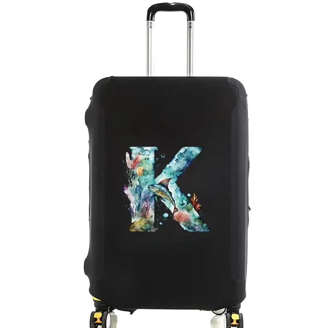 Luggage Covers Protective Cover Travel Luggage Scratch Proof Dust Cover Reusable Dust Cover Washable Fish Letter Print Pattern 8fish letter K L