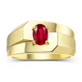 thumbnail image 1 of RYLOS Men's Rings 14K Yellow Gold Ring Classic Solitaire 7X5MM Oval Shape Gemstone Designer Band Ruby July Birthstone Rings For Men Size 11, 1 of 7
