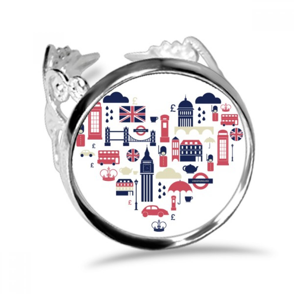 Heart London Bridge UK Big Ben Ring Adjustable Love Wedding Engagement