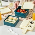 thumbnail image 4 of Linnome Plastic Double Lunch Box Office Lunch Box Microwave Oven Heating Portable Lunch Box for Work White, 4 of 6