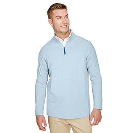 Men's CrownLux Performance ClubhouseMicro-Stripe Quarter-Zip - OCEAN BLUE - L