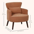 thumbnail image 3 of HOMCOM Upholstered Accent Chair with Wood Legs for Living Room, Orange, 3 of 10