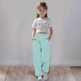 thumbnail image 2 of Girls Linen Pants Pants for Gymnastics Girls Medium And Large Children Casual Girls Solid Color Drawstring Sweatpants, 2 of 6