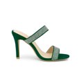 thumbnail image 3 of BLISSFUL STEP Women's Open Toe Stiletto High Heel Rhines Mules Sandals Emerald Green 9, 3 of 7