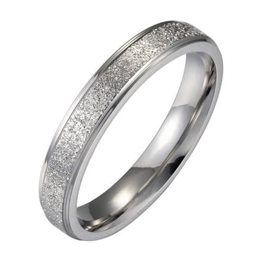 destyer Bague en Acier Inoxydable Personnalisée Bagues Étincelantes Bijoux Cadeau Accessoire d'Habillage pour Mariage Fête Travail Quotidien Argent 4 mm