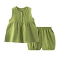 thumbnail image 1 of Hiiyo Infant Girls Clothes Outfits Solid Color Comfortable Sleeveless Top Shorts Set Pajamas, 1 of 3