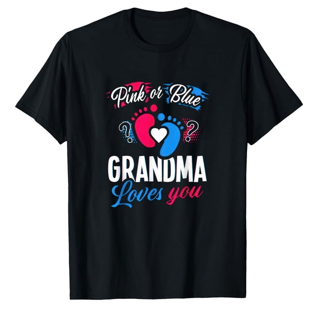 AALJY T-Shirt de Fête de Révélation de Sexe Bébé « Grand-Maman t'Aime » Rose Ou Bleu