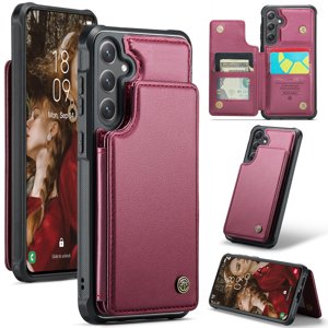 CaseMe Leather for Samsung Galaxy S24 Case with Card Holder, Wallet Case for Women Men with RFID Blocking, Durable Leather Kickstand Magnetic Clasp Shockproof Phone Case for Samsung Galaxy S24 6.2"