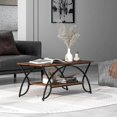 thumbnail image 2 of Giantex 2-Tier Modern Rectangular Coffee Table with One Coffee Table and User Manual, Rustic Brown/White/Dark Brown, 2 of 8