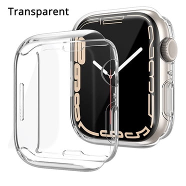 LEIXIUER Étui Tout Autour pour Apple Watch Étui 40mm 45 mm 41 mm 44mm 42mm 38mm Ultra-Mince TPU Cadre Transparent Étui Souple pour iWatch Series 3 6 7 5 4 3 2 1 SE -Transparent