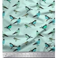 thumbnail image 1 of Soimoi Green Poly Georgette Fabric Artistic Bird Print Sewing Fabric Yard 52 Inch Wide, 1 of 3