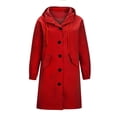thumbnail image 4 of Women‘s Plus Size Solid Color Button Pocket Recreational Hooded Long Sleeve Windbreaker Coat Tops, 4 of 4