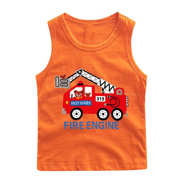 RXIRUCGD 2025 Vêtements d'Été pour Enfants Chemise de Base à Col Rond Sans Manches pour Garçons