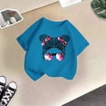 thumbnail image 5 of WEIYLL T-Shirts Filles Imprimé Mignon Col Rond Manches Courtes Été Décontracté Hauts Enfant pour 11-12 Ans, 5 of 5