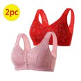 thumbnail image 2 of AherBiu 2pc Plus Size Bras for Women High Support Wireless Floral Bralettes Lift up Front Closure Button Everyday Bra, 2 of 7