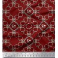 thumbnail image 1 of Soimoi Red polyester Crepe Fabric Floral Wreath Geometric Print Sewing Fabric Yard 52 Inch Wide, 1 of 5