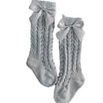 thumbnail image 1 of Kmbangi Infant Girl Medium Tube Socks, Bowknot Cut Out Solid Color Stockings, 1 of 3