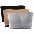 thumbnail image 4 of AMERTEER Double Layers Plus Size Strapless Bra Bandeau Tube Removable Padded Top Stretchy, 4 of 5