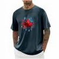 thumbnail image 4 of Pisexur T-shirts pour Hommes, Imprimé Col Rond Mode Décontractée Manches Courtes Blouses Chemises Marine, 4TG Chemises de Golf Hommes & Chemises Hommes, 4 of 4