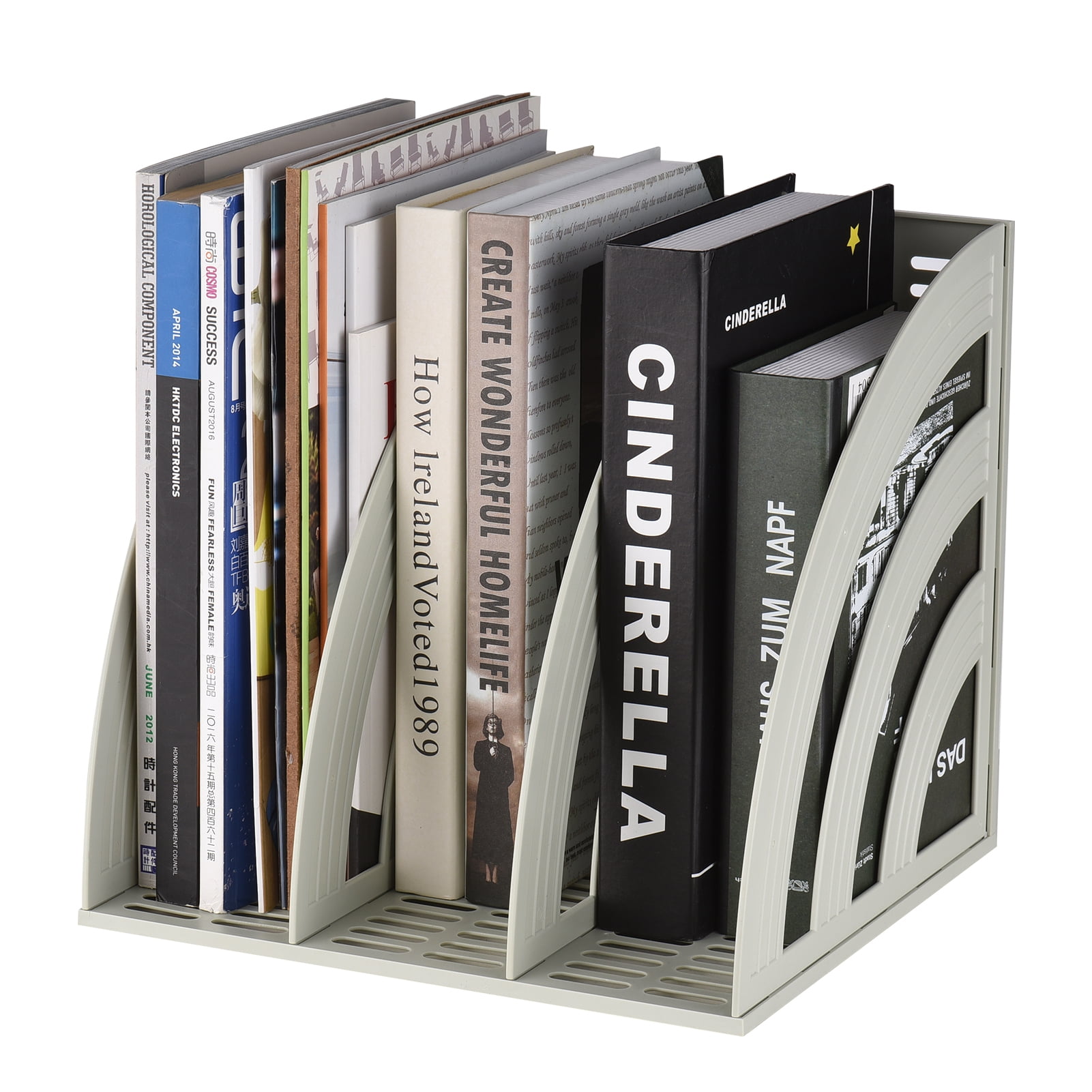 JIELISI Magazine File Holder Desk File Organizer for Office School Home Organization and Storage File Folder Rack Box with 3 Compartments Large Capacity Bookshelf Book Stand Stationery Suppl