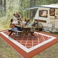 thumbnail image 2 of Tapis d'Extérieur Réversible Imperméable 9 X 12 Pi – Tapis Moderne en Paille Plastique Terre Cuite Orange/blanc, Résistant aux UV, Facile à Nettoyer, Pliable, avec 4 Piquets et Sac Portable – Norme US, 2 of 8