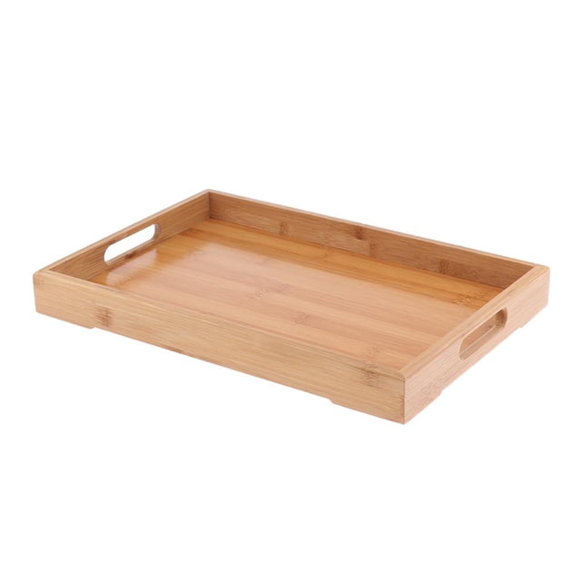 Rongfmy Bamboo Wooden Serving Tray Food Dinner Handles Kitchen Utensil,Easy To Clean