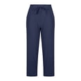 thumbnail image 3 of Diufon Cotton Linen Womens Pants Solid Color Lounge Pants High Waist Drawstring Pants with Pockets, 3 of 5