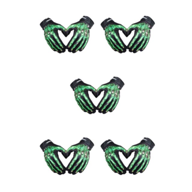 Decodeary Lightweight And Shockproof Skeleton Riding Gloves For Autumn Winter Breathable And Comfortable Durable Waterproof green L 5Set