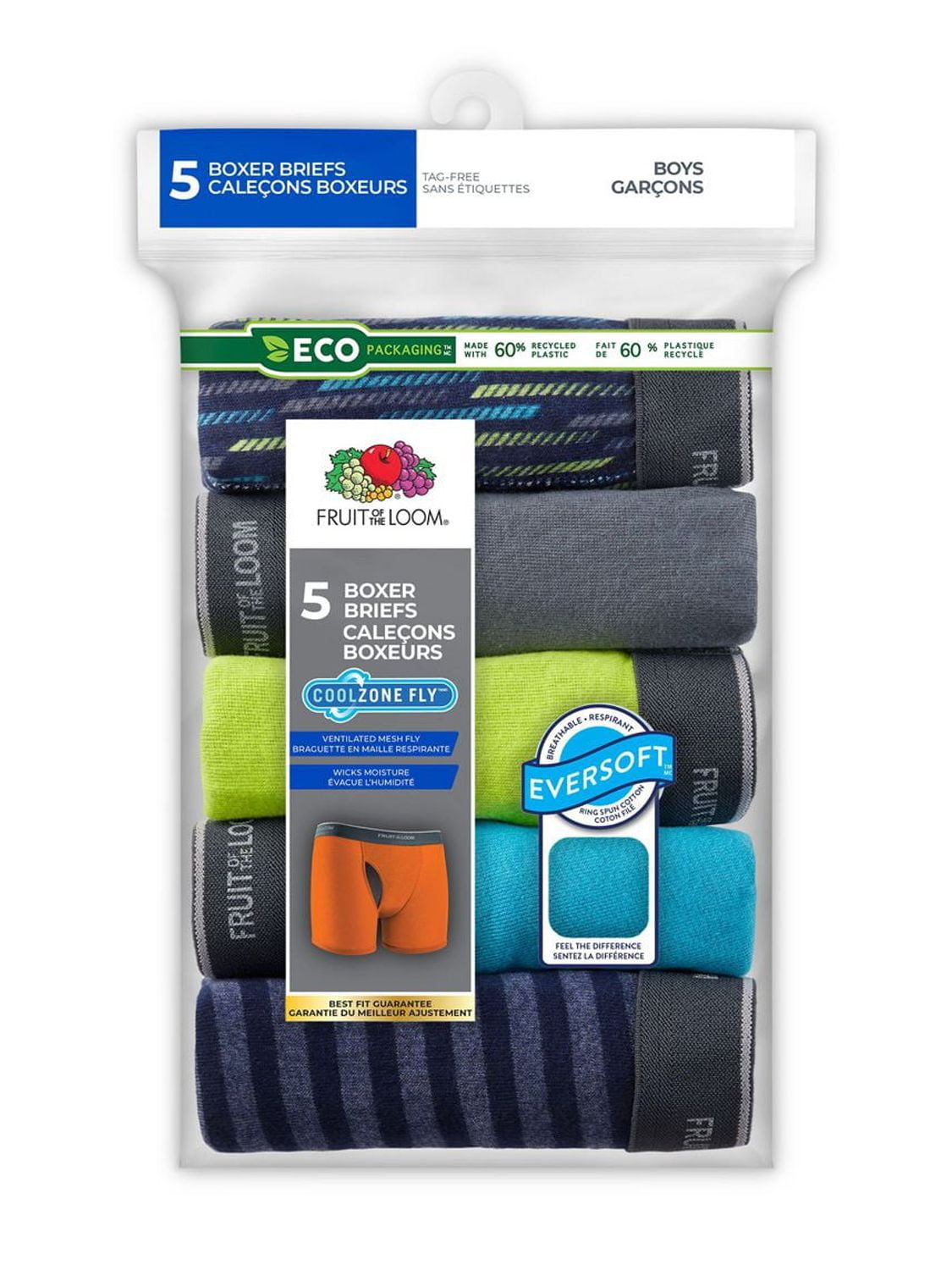 Fruit of the Loom Boys' CoolZone Boxer Briefs, 5-Pack
