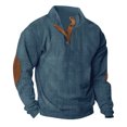 thumbnail image 1 of Birdeem Mode Homme Décontracté Sport Col Montant Bouton Patchwork Chandail à Manches Longues Blouse, 1 of 1