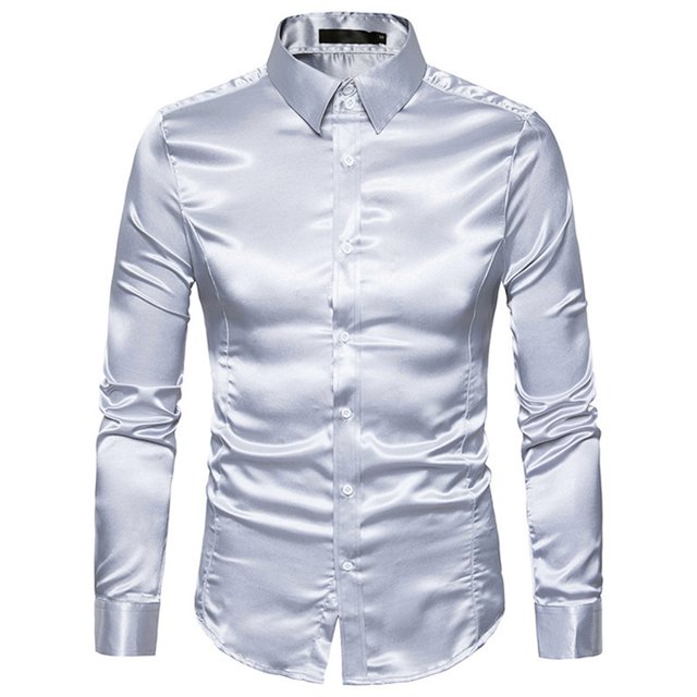 maskred Long Sleeve Tops For Men - Functional Anti-wrinkle Sustainable And Chic Good Cut For Normal Body Casual Work Shirt light grey M