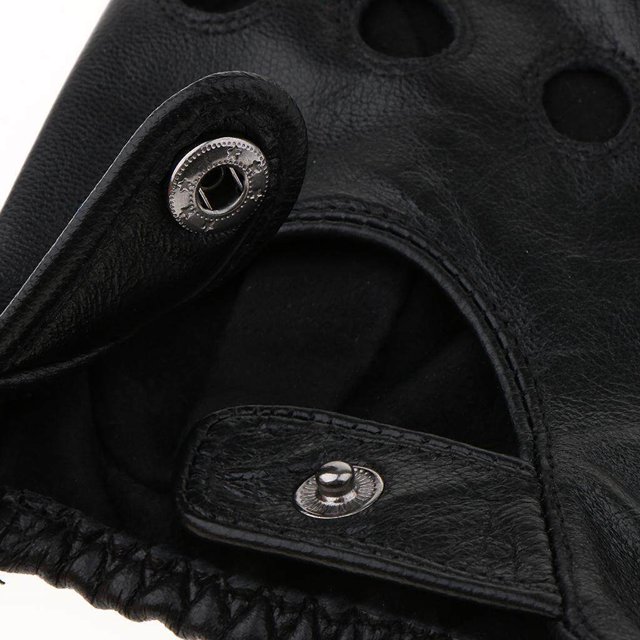 Baohd Retro PU Leather Men Fingerless Driving Cycling Gloves L Black Button