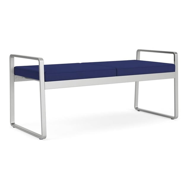 Banc 2 Places pour Réception Salle d'Attente Soins de Santé / Acier Argenté / Bleu