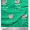 thumbnail image 1 of Soimoi Green Rayon Crepe Fabric Text & Owl Cartoon Print Sewing Fabric Yard 46 Inch Wide, 1 of 3