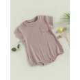 thumbnail image 3 of Faithtur Nouveau-Né Été Romper, Casual Manches Courtes Col Rond de Couleur Unie Bodysuit, 3 of 8