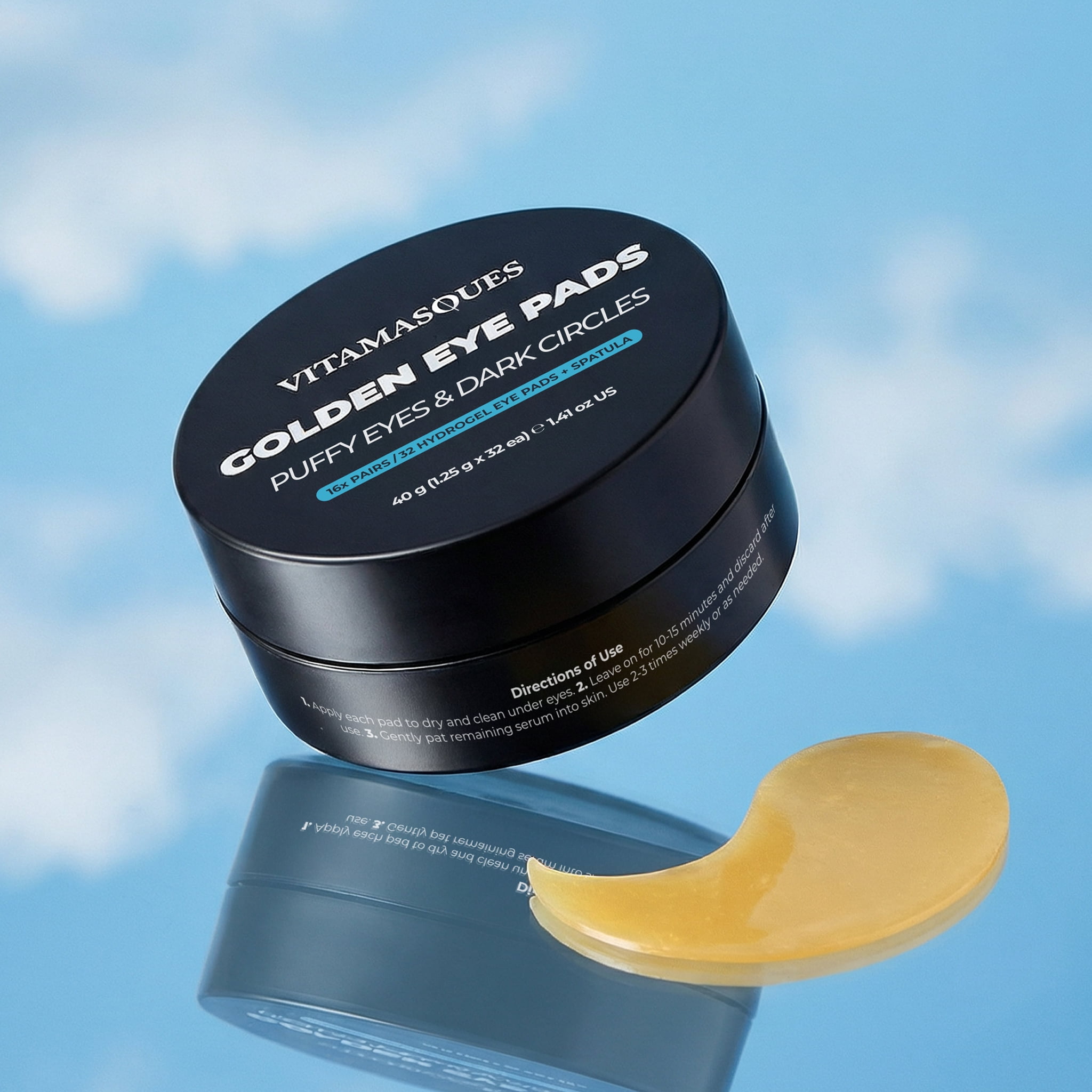 Vitamasques Patchs contour des yeux hydrogel dorés anti-cernes et décongestionnants - Pot de 16 paires