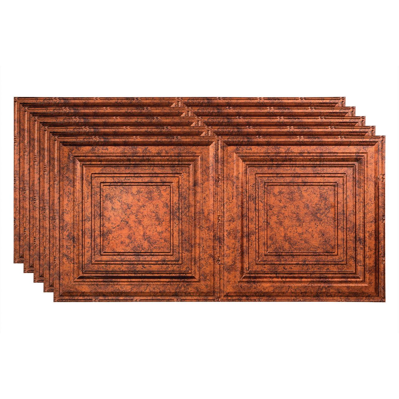 Fasade 2ft x 4ft Decorative Vinyl Ceiling Panel 5 Pack- Moonstone Copper