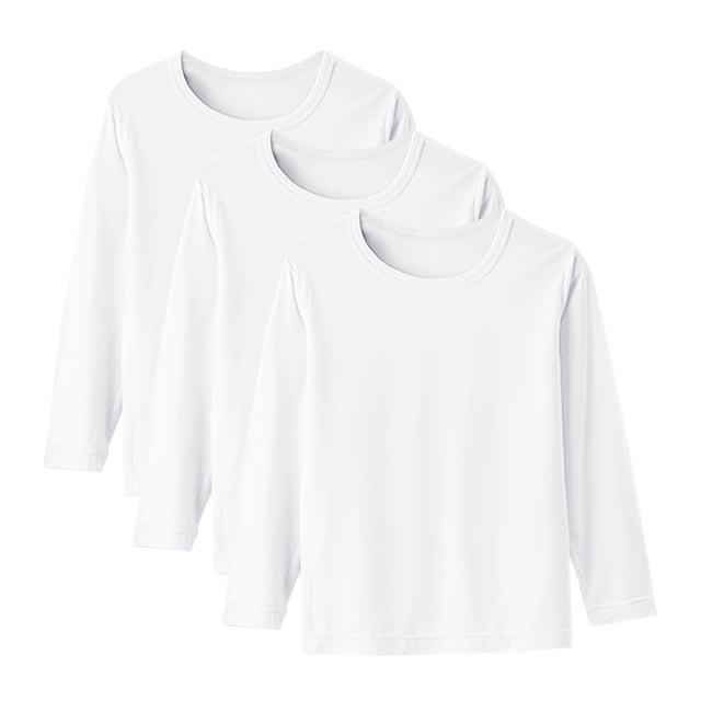 WRKEKC Chemises à Manches Longues pour Garçons Couche de Base Modal 3 Pack Couleur Unie Col Rond Haut pour Filles pour Printemps Automne